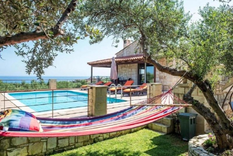 Agia Marina Kreta, Agia Marina: Luxuriöse Steinvilla mit Meer- und Sonnenuntergangsblick zu verkaufen Haus kaufen